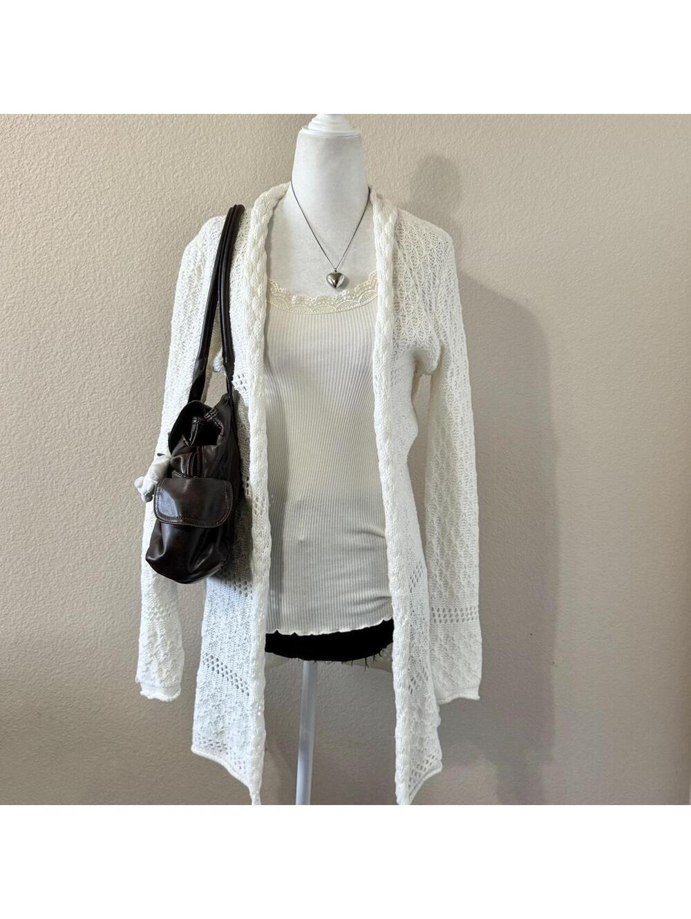 ੈ✩‧₊˚2000s charlotte russe white knit long cardigan
